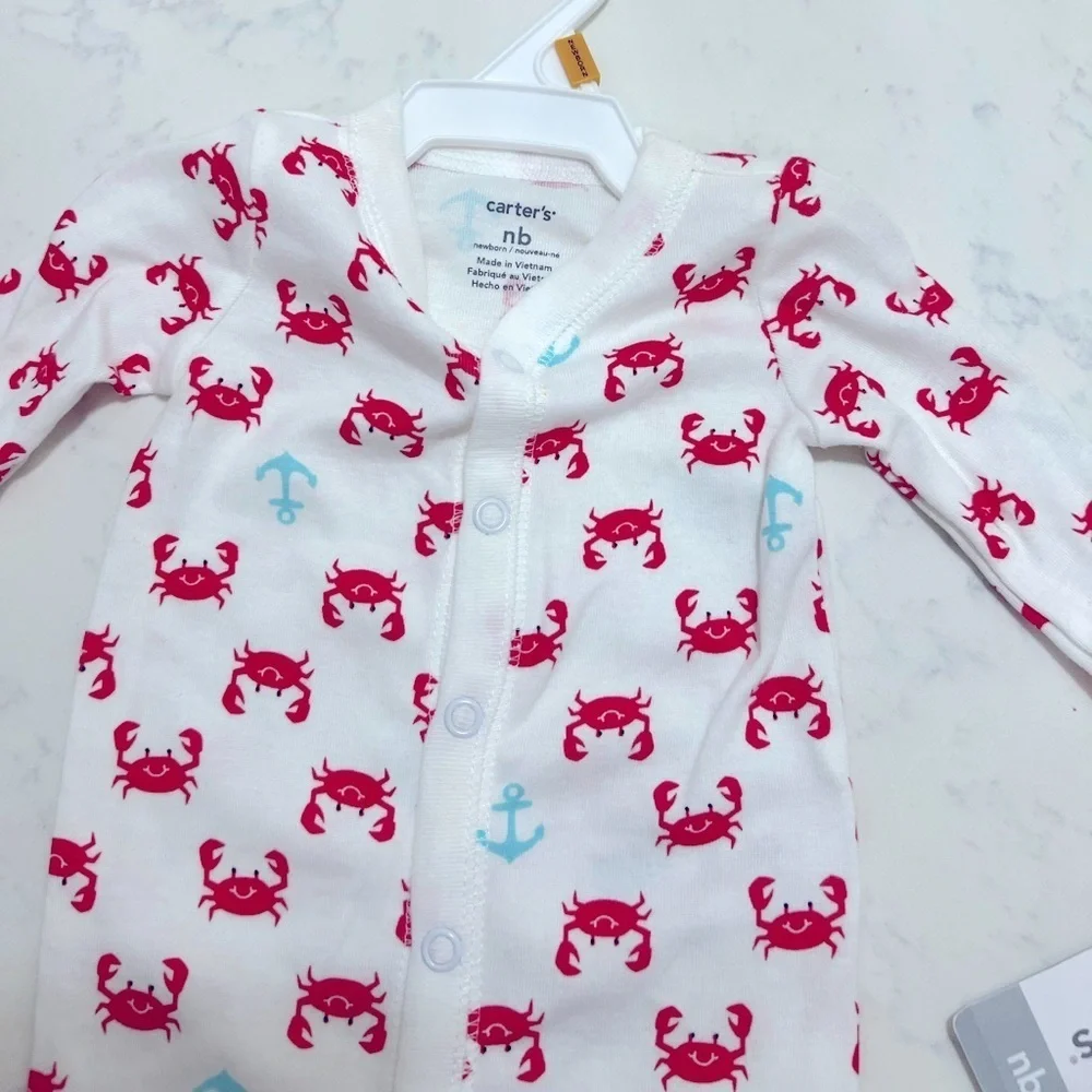 Carter's White and Red Crab Print Kids One Piece
